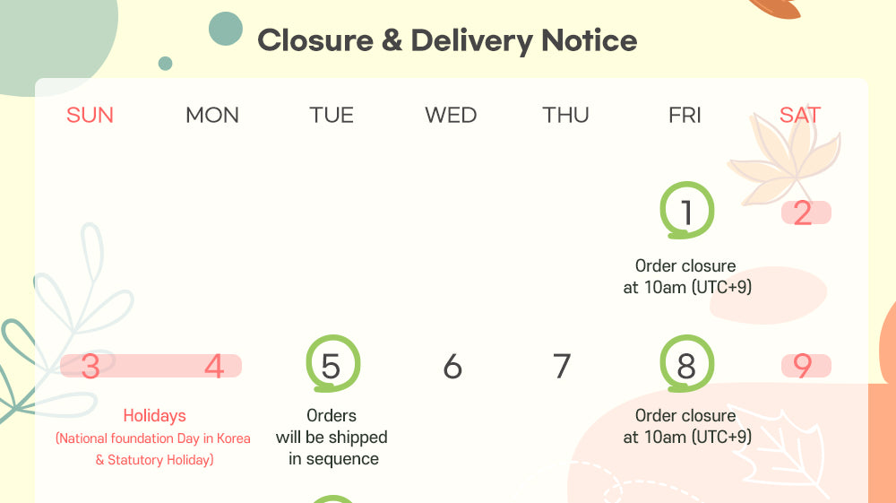 Holidays and Shipping Notice for October 2021